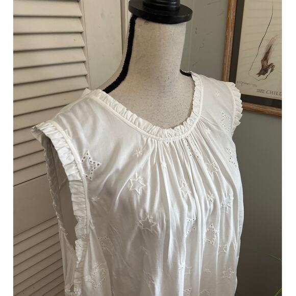 TORRID 5 Womens Blouse Challis White Embrodered Stars Ruffle Trim Boho Summer 5X - Picture 5 of 11